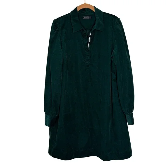 Vineyard Vines Green Corduroy Long Sleeve Shirt Dress Womens Large - Picture 1 of 12
